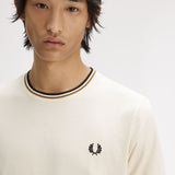 Fred Perry Twin Tipped T-Shirt - Ecru/Dark Caramel/Black