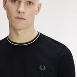 Fred Perry Twin Tipped T-Shirt - Black/Ecru/LW Green