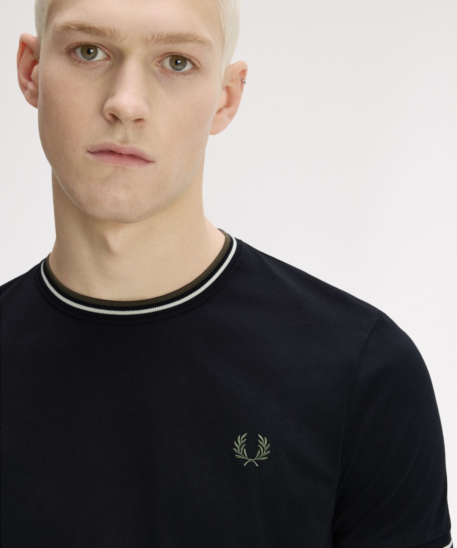 Fred Perry Twin Tipped T-Shirt - Black/Ecru/LW Green