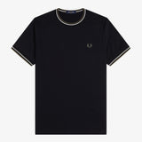 Fred Perry Twin Tipped T-Shirt - Black/Ecru/LW Green