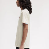 Fred Perry Twin Tipped T-Shirt - Ecru/Court Blue/Oxblood