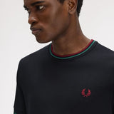 Fred Perry Twin Tipped T-Shirt - Navy/Court Green/Burnt Red
