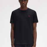 Fred Perry Twin Tipped T-Shirt - Navy/Court Green/Burnt Red
