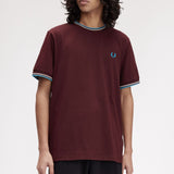 Fred Perry Twin Tipped T-Shirt - Oxblood/Ecru/Court Blue