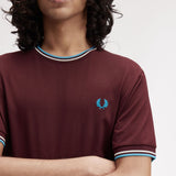 Fred Perry Twin Tipped T-Shirt - Oxblood/Ecru/Court Blue