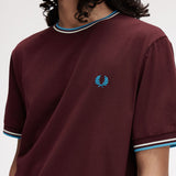 Fred Perry Twin Tipped T-Shirt - Oxblood/Ecru/Court Blue