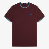 Fred Perry Twin Tipped T-Shirt - Oxblood/Ecru/Court Blue