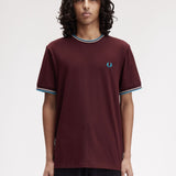 Fred Perry Twin Tipped T-Shirt - Oxblood/Ecru/Court Blue