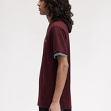 Fred Perry Twin Tipped T-Shirt - Oxblood/Ecru/Court Blue
