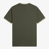 Fred Perry Twin Tipped T-Shirt - Hunting Green/Light Ice/Lemon Barley