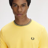 Fred Perry Twin Tipped T-Shirt - Lemon Barley/Tennis Blue