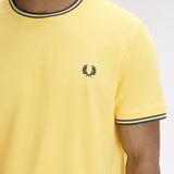 Fred Perry Twin Tipped T-Shirt - Lemon Barley/Tennis Blue