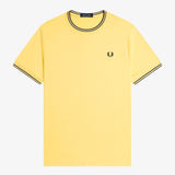 Fred Perry Twin Tipped T-Shirt - Lemon Barley/Tennis Blue