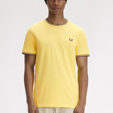 Fred Perry Twin Tipped T-Shirt - Lemon Barley/Tennis Blue