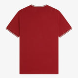 Fred Perry Twin Tipped T-Shirt - Burnt Red/Snow White