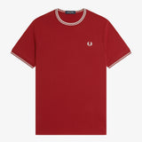 Fred Perry Twin Tipped T-Shirt - Burnt Red/Snow White