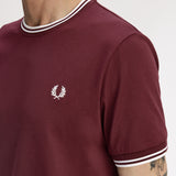 Fred Perry Twin Tipped T-Shirt - Oxblood/White