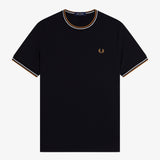 Fred Perry Twin Tipped T-Shirt - Black/Ecru/Dark Caramel