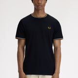 Fred Perry Twin Tipped T-Shirt - Black/Ecru/Dark Caramel