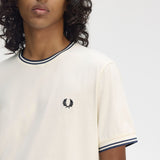 Fred Perry Twin Tipped T-Shirt - Ecru/Tennis Blue