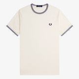 Fred Perry Twin Tipped T-Shirt - Ecru/Tennis Blue
