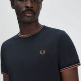Fred Perry Twin Tipped T-Shirt - Navy/Cinnamon