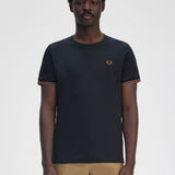 Fred Perry Twin Tipped T-Shirt - Navy/Cinnamon