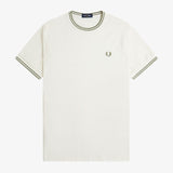Fred Perry Twin Tipped T-Shirt - Ecru/Olive Mint