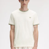 Fred Perry Twin Tipped T-Shirt - Ecru/Olive Mint