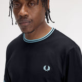 Fred Perry Twin Tipped T-Shirt - Navy/Mint Blue