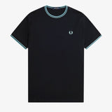 Fred Perry Twin Tipped T-Shirt - Navy/Mint Blue