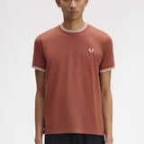 Fred Perry Twin Tipped T-Shirt - Whisky Brown/Ecru