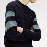 Fred Perry Peached Tipped Sleeve Sweatshirt - Navy