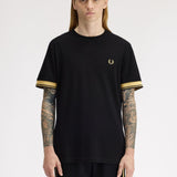 Fred Perry Twin Tipped Cuff T-Shirt - Black/Champagne