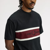 Fred Perry Embroidered Panel Logo T-Shirt - Black