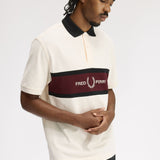 Fred Perry Embroidered Panel Polo Shirt - Ecru