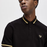 Fred Perry Made in England Single Tipped Polo Shirt - Black/Champagne