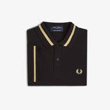 Fred Perry Made in England Single Tipped Polo Shirt - Black/Champagne