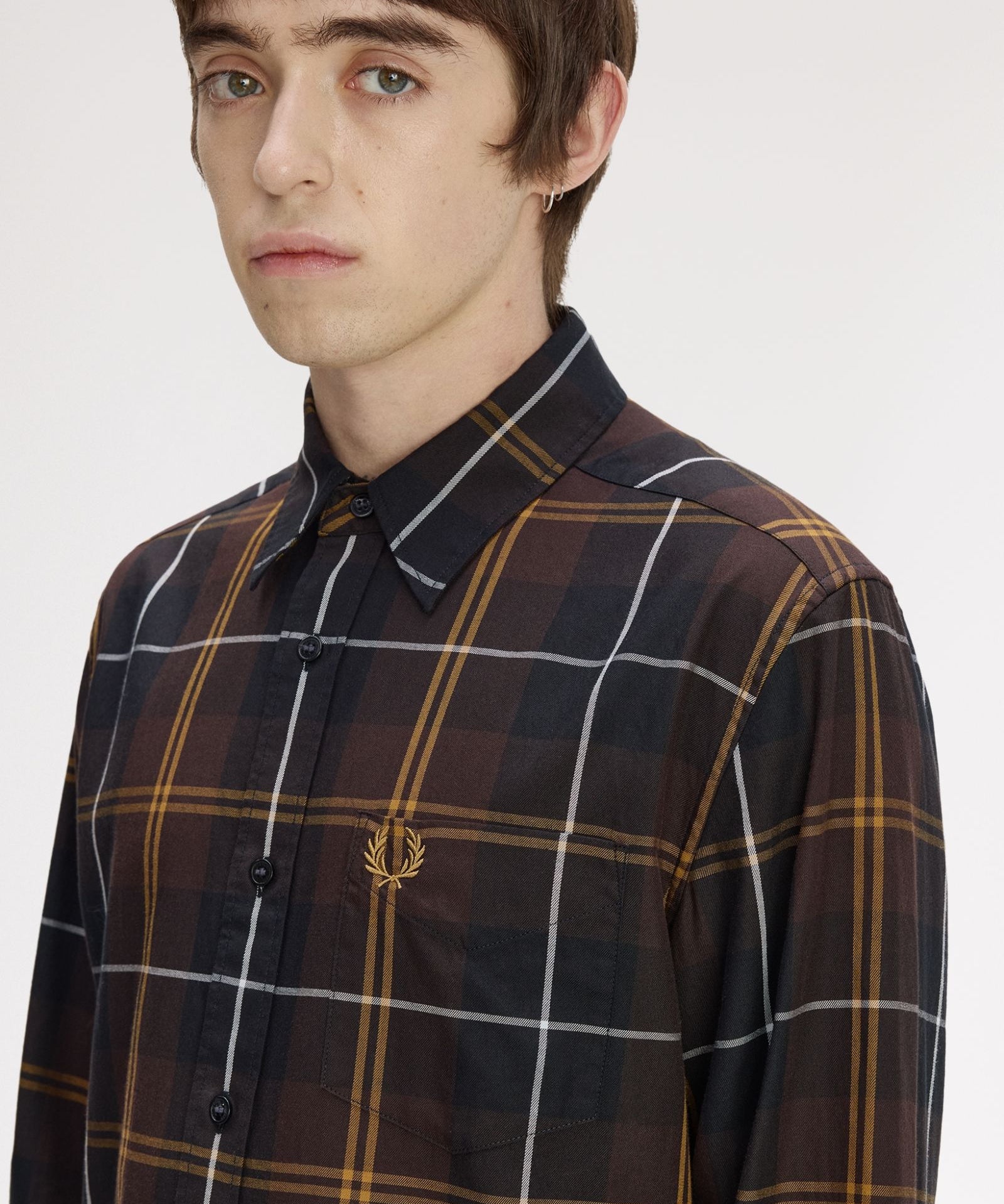 Fred Perry Twill Tartan Shirt - Intense Brown