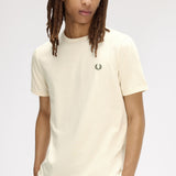Fred Perry Ringer T-Shirt - Ecru/LW Green