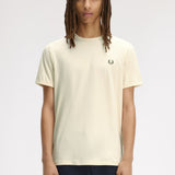 Fred Perry Ringer T-Shirt - Ecru/LW Green