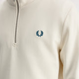 Fred Perry Half Zip Sweatshirt - Ecru/Midnight Blue