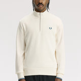 Fred Perry Half Zip Sweatshirt - Ecru/Midnight Blue