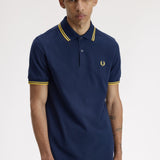 Fred Perry Twin Tipped Polo Shirt - Tennis Blue/Lemon Barley