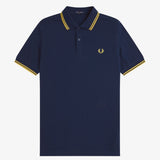 Fred Perry Twin Tipped Polo Shirt - Tennis Blue/Lemon Barley