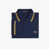 Fred Perry Twin Tipped Polo Shirt - Tennis Blue/Lemon Barley