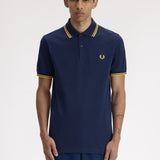 Fred Perry Twin Tipped Polo Shirt - Tennis Blue/Lemon Barley