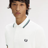 Fred Perry Twin Tipped Polo Shirt - Snow White/Sport Green/Navy
