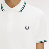 Fred Perry Twin Tipped Polo Shirt - Snow White/Sport Green/Navy