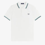 Fred Perry Twin Tipped Polo Shirt - Snow White/Sport Green/Navy